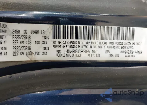 2004 Jeep Grand Cherokee Laredo from USA, damaged, VIN 1J4GW48S54C387895